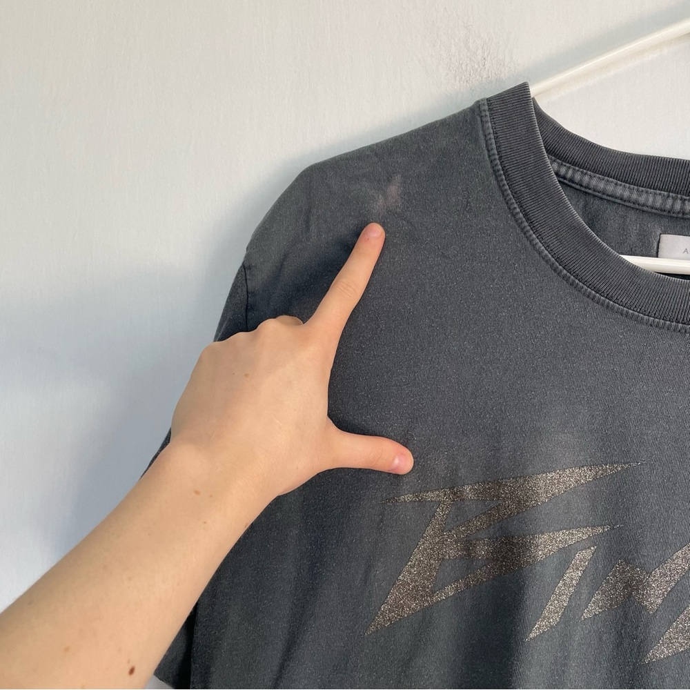 Anine Bing Gray Glitter Tee Shirt Short Sleeve Top Charcoal Unisex Large L - Picture 5 of 12